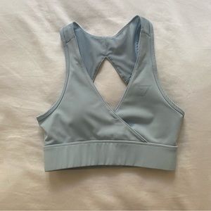 Nikki Blackketter x Gymshark V2 light blue sports bra (XS)